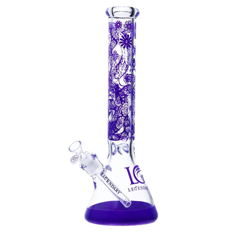 16" 7mm Legendary Floral Mist Beaker - Purple