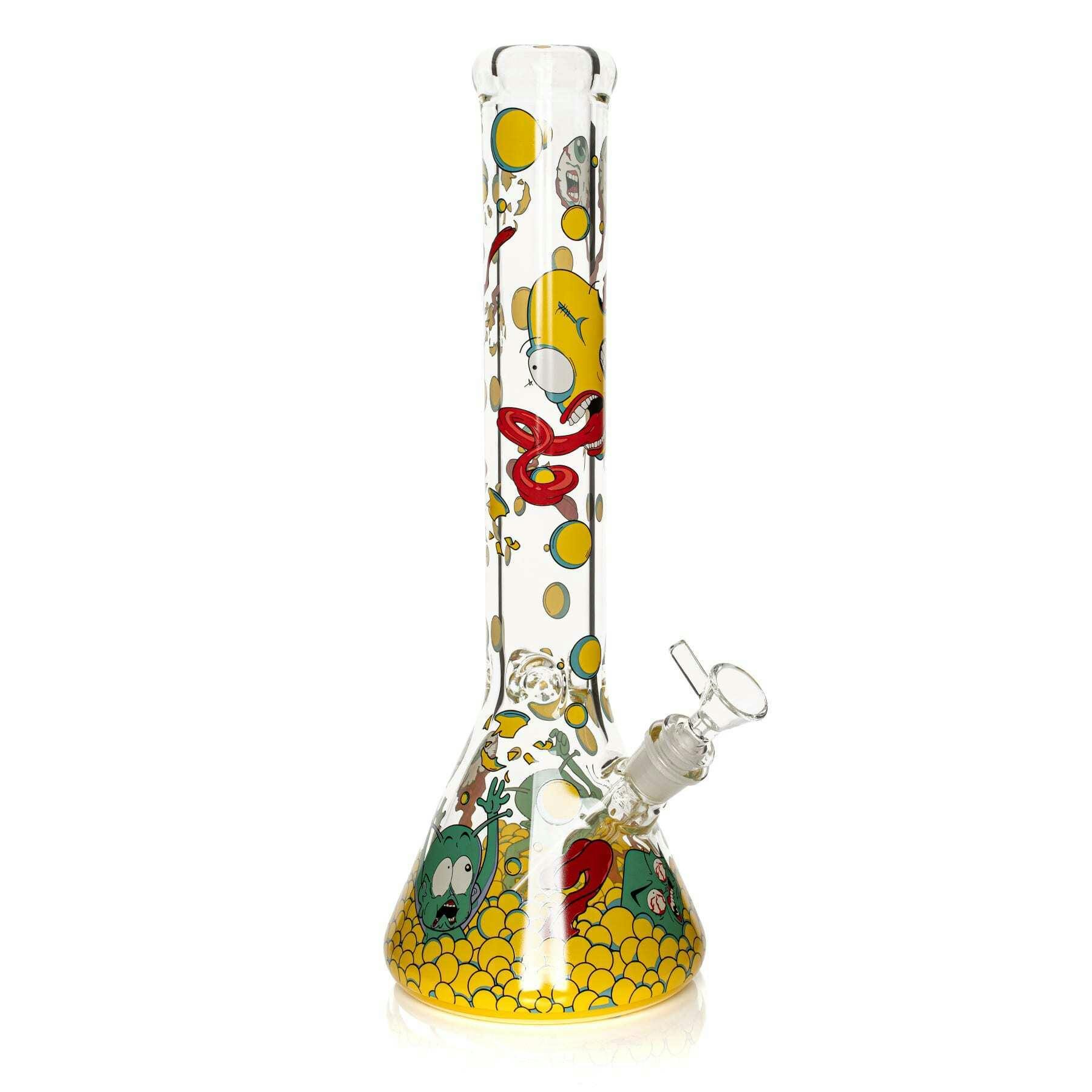 Red Eye Glass 15" Tall 7mm Thick Limited Edition Monster Ball Pit Beaker Base Water Pipe