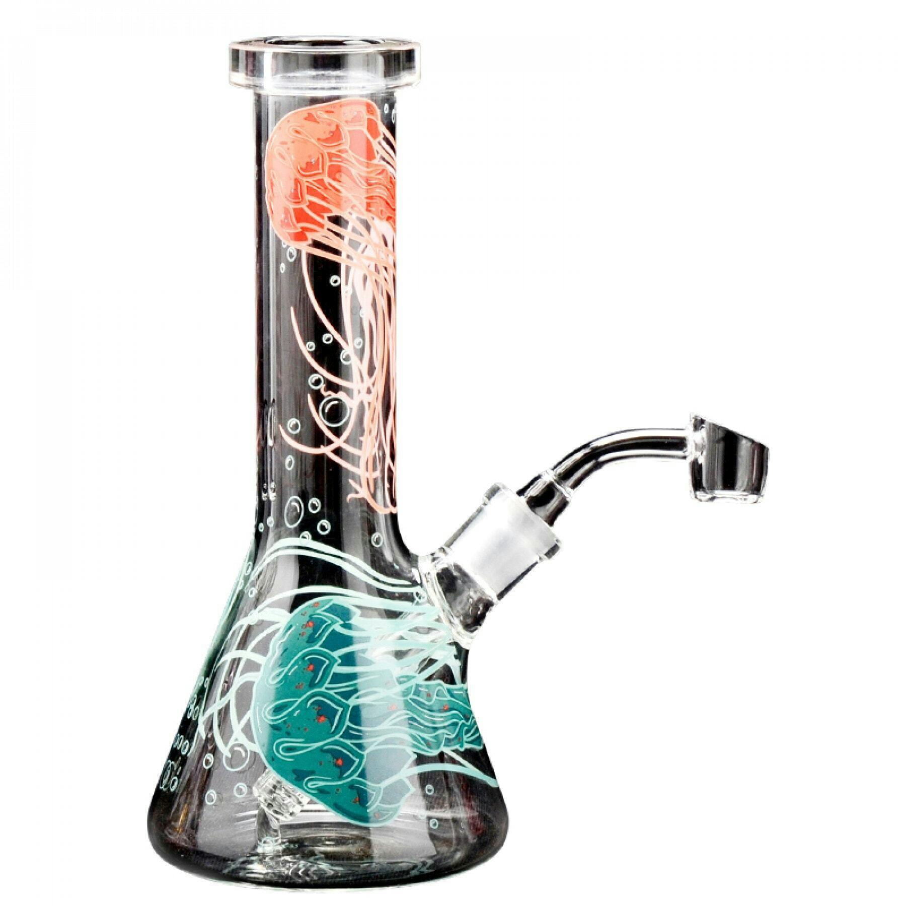Red Eye Glass 8.5" Tall Clear Jellyfish Concentrate Beaker Tube W/Full Wrap D