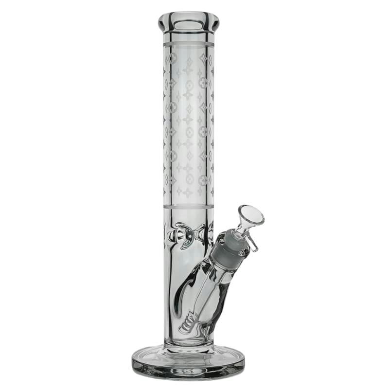 14" Luxe Patterned Straight Tube Bong - Charcoal Black