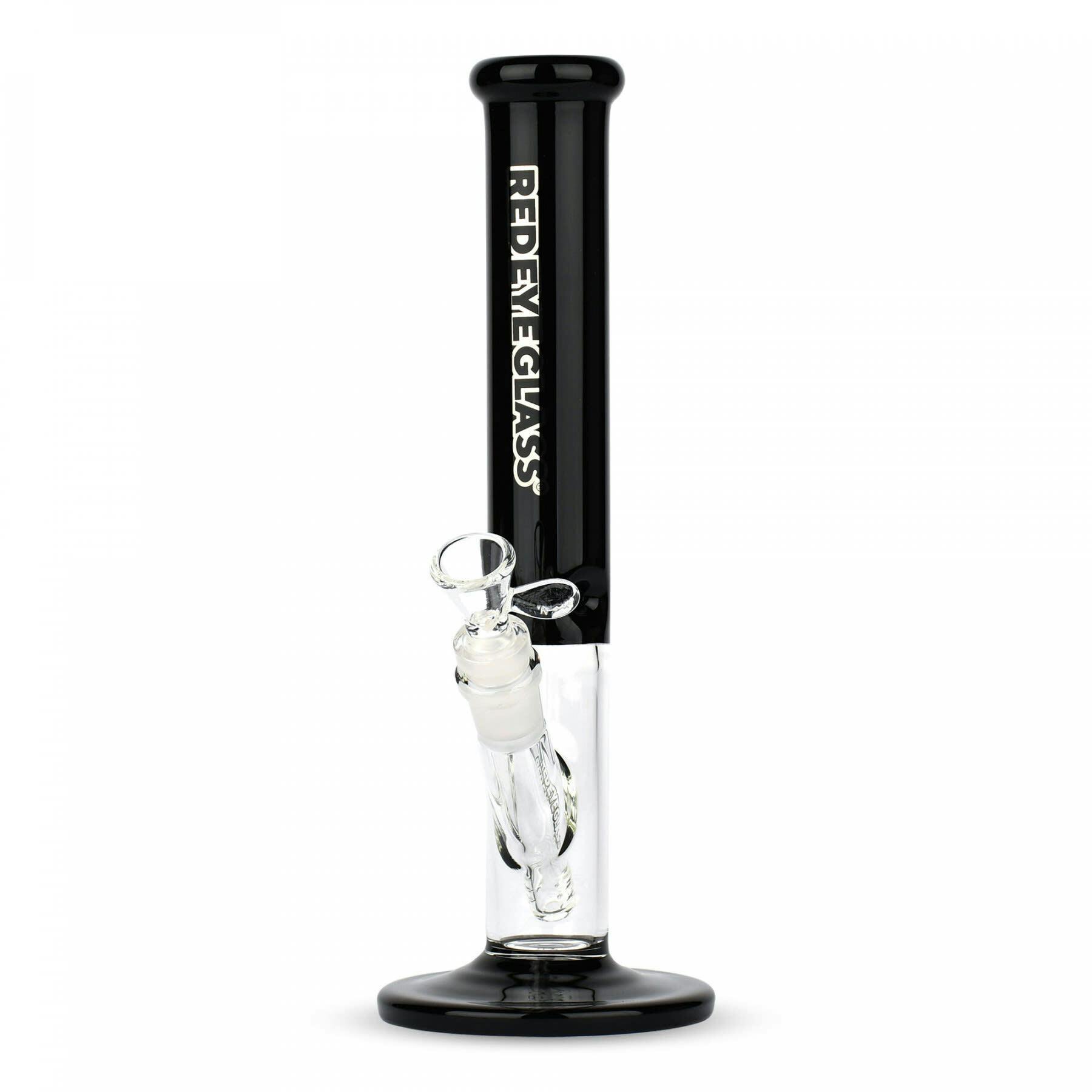 Red Eye Glass 11.5" Tall Black Frontside Straight Tube W/Window