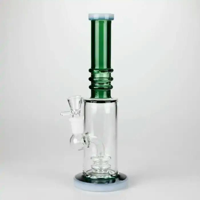 11" Tube Glass Bong with Water Diffuser 14mm Bowl Joint Stemless Design - Green