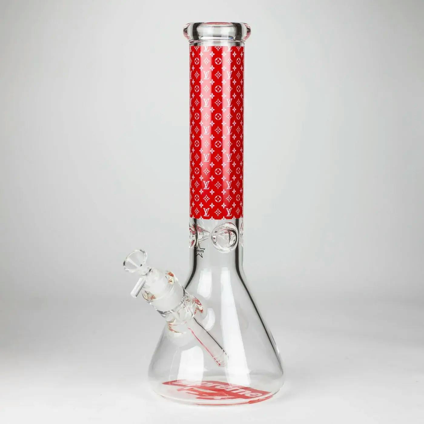 14" Luxury Pattern 9mm glass bong - RED