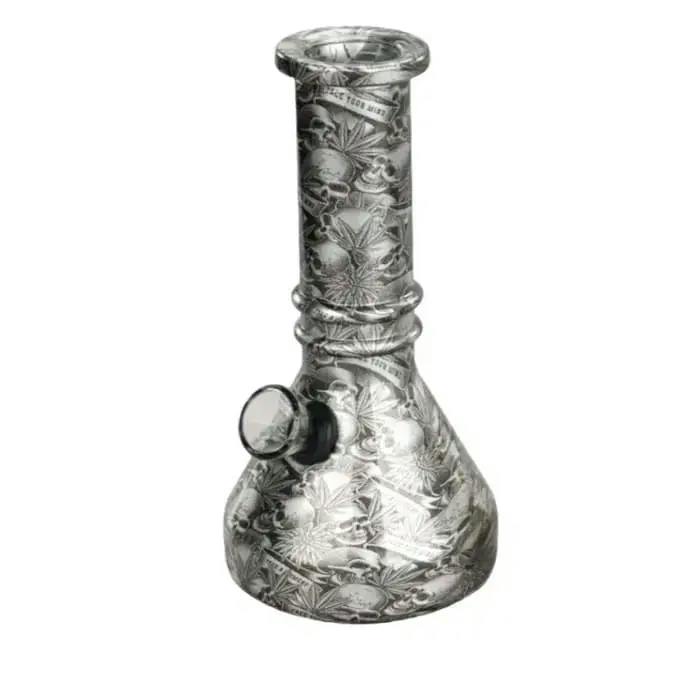 6" Vivid Vault Beaker Mini Glass Bong - Skulls