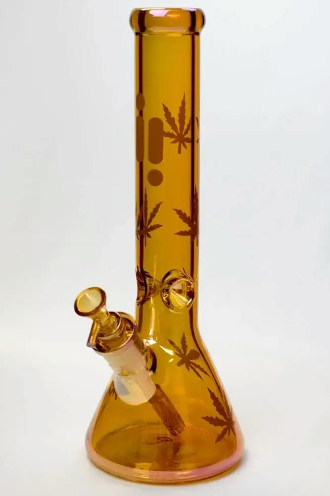 14" Infyniti leaf 7 mm metallic glass water bong - Wine Red