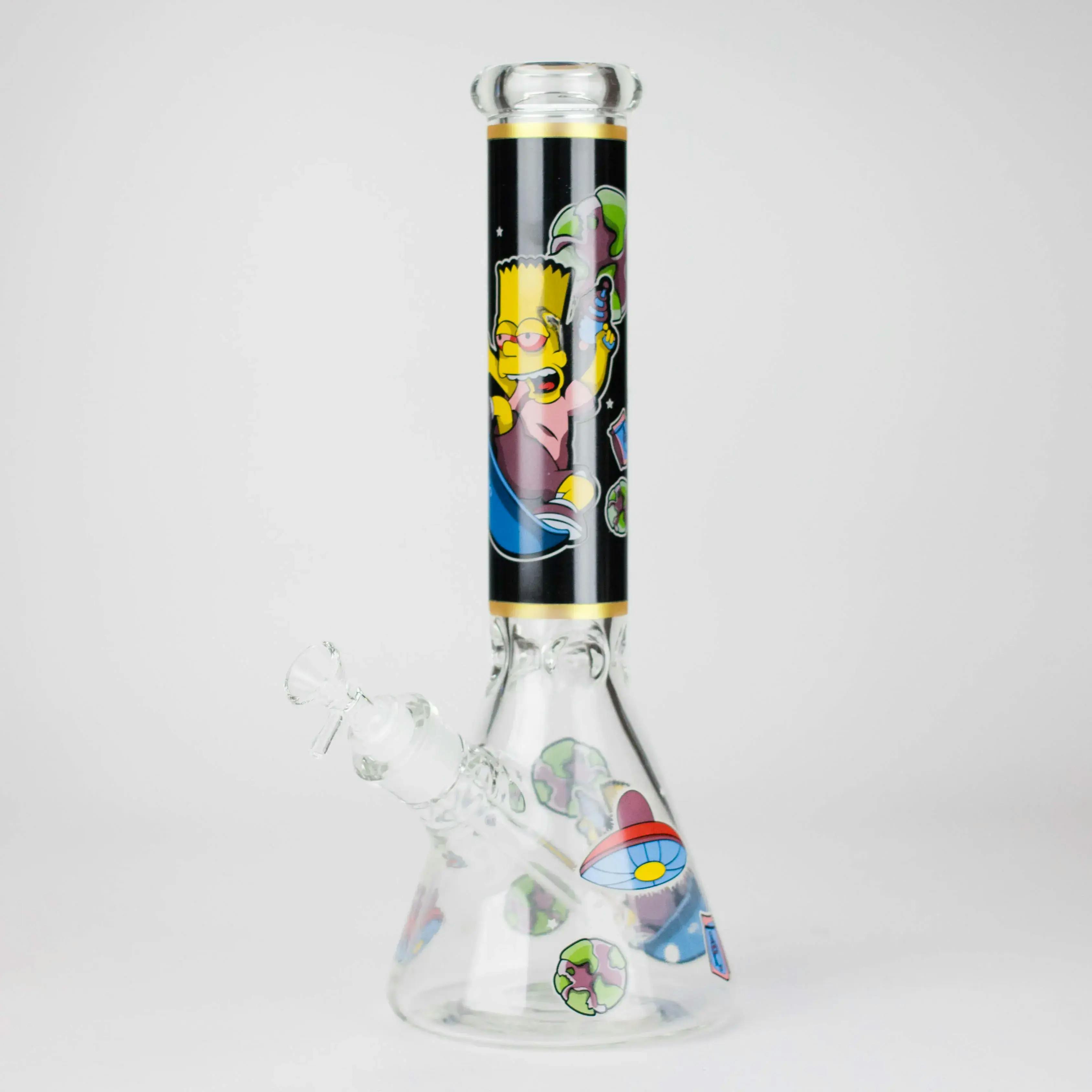 14" Cartoon S Design 7mm Thick Heavy Duty Glass Beaker Bong - Bart