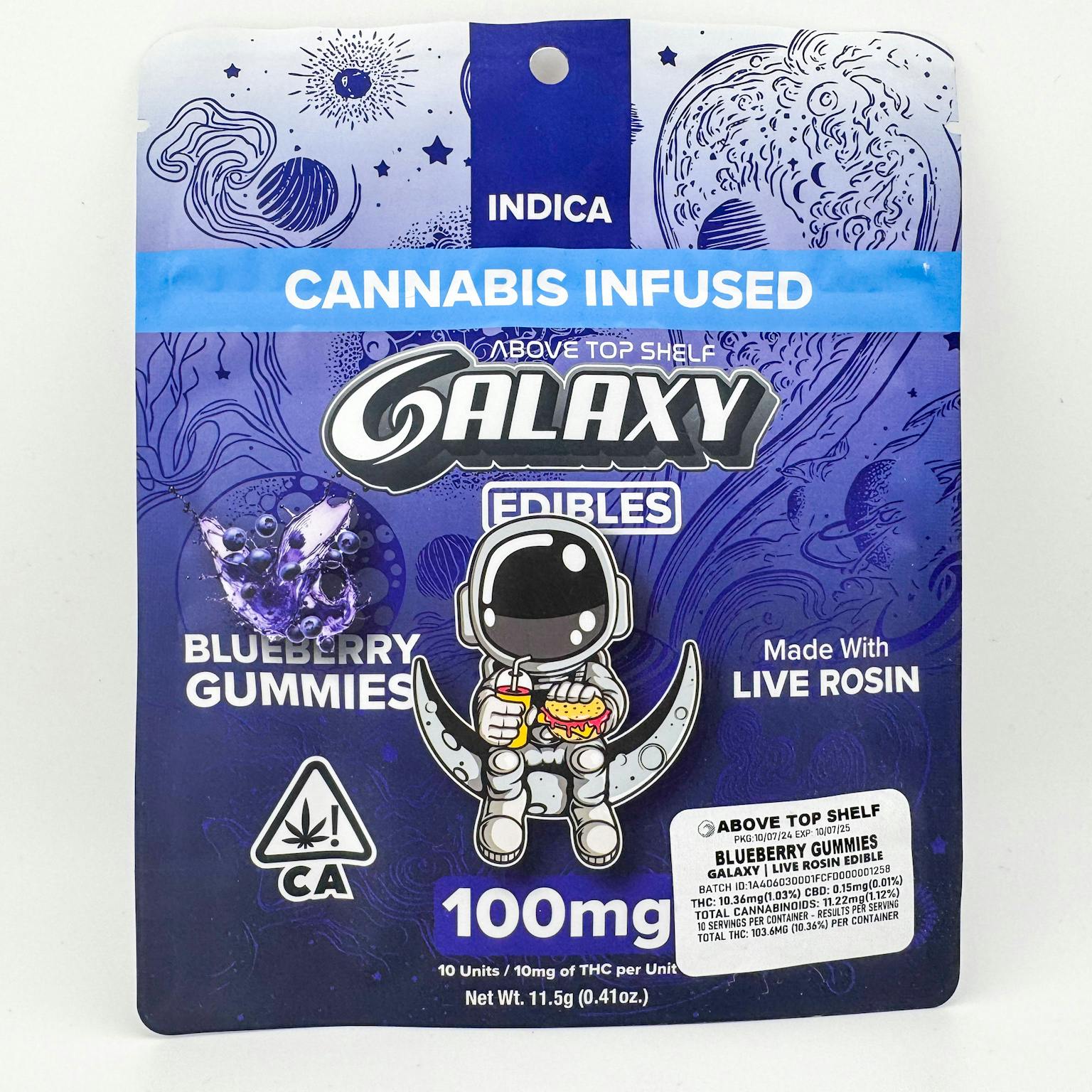 Galaxy LR Gummy 100mg Indica Blueberry at Mountain Medicine