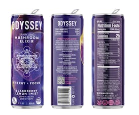 Odyssey Lion's Mane and Cordyceps Mushroom Energy Drink - Blackberry Lemon Twist