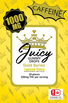 Juicy Gummy Drops: Lemon Drop 50mg Caffeine plus 1,000mg THC by Juicy Gummy Drops
