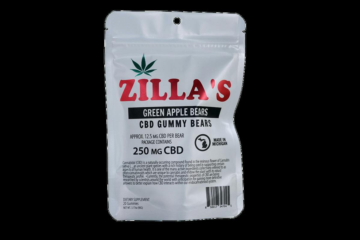 Zilla's | Green Apple Bears | 250mg CBD Gummy Bears
