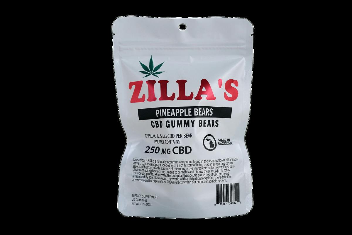 Zilla's | Pineapple Bears | 250mg CBD Gummy Bears