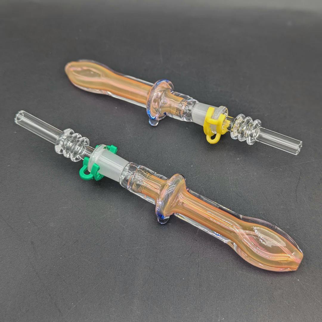 Fumed Glass Honey Dab Straw | Quartz Tip| 6.5"