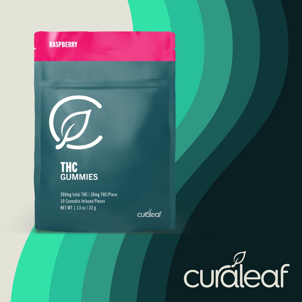 Curaleaf Raspberry Gummy 300mg [10pk] (MED)