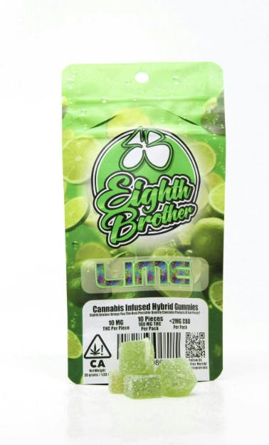 EIGHTH BROS LIME: EIGHTH BROS LIME GUMMIES 10PK 100MG - 100 mg