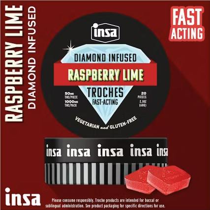 INSA Raspberry Lime Diamond Troches 1000mg [20pk]