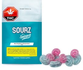 Spinach - BLUE RASPBERRY WATERMELON INDICA SOURZ GUMMIES - 5x2mg