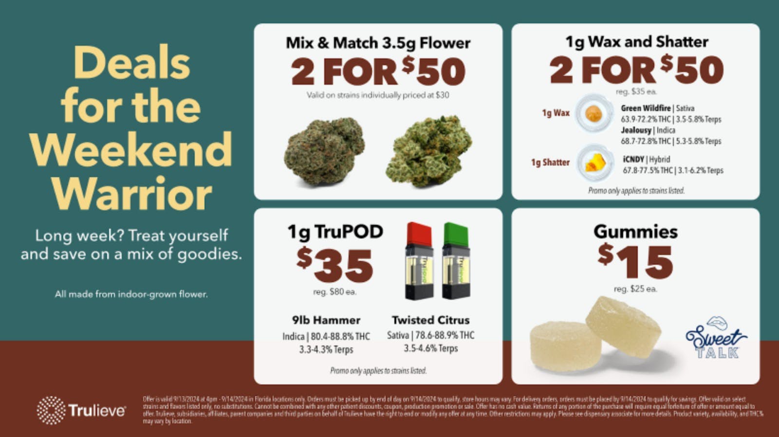 Deals for the Weekend Warrior 🙌 at Trulieve Zephyrhills Weedmaps