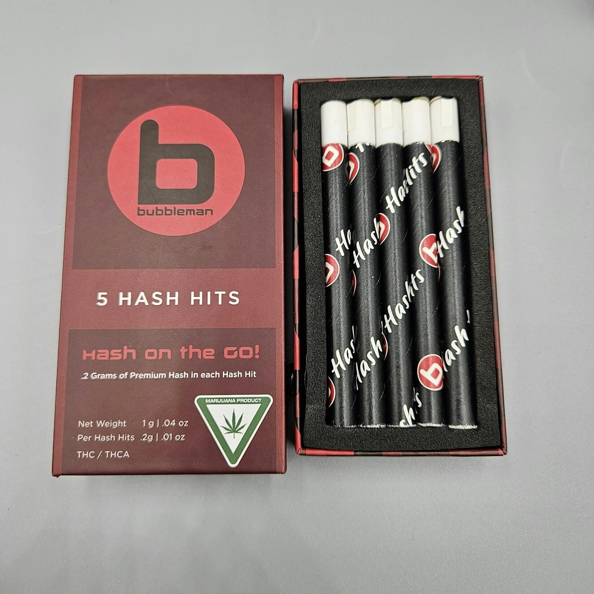 Bubbleman | 5 Hash Hits To-Go | Hash D X Chocolate Marshmallow | 5 x .2g | 37.12 %
