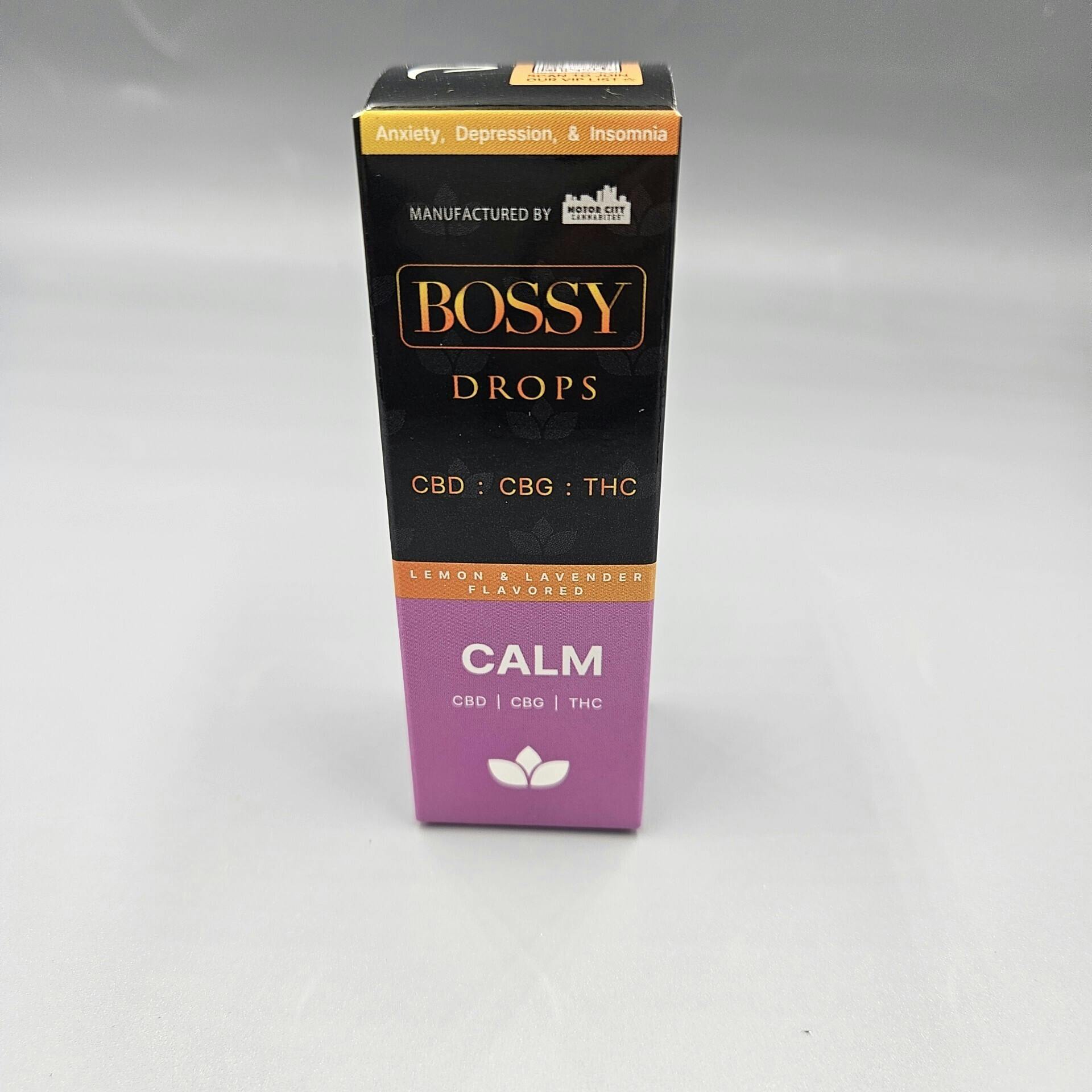 Bossy Calm | Tinture Drop | Lemon-Lavender Flavor | CBD 858.84 :CBG 225.28:THC 114.51 at Planet Purple Provisioning Center