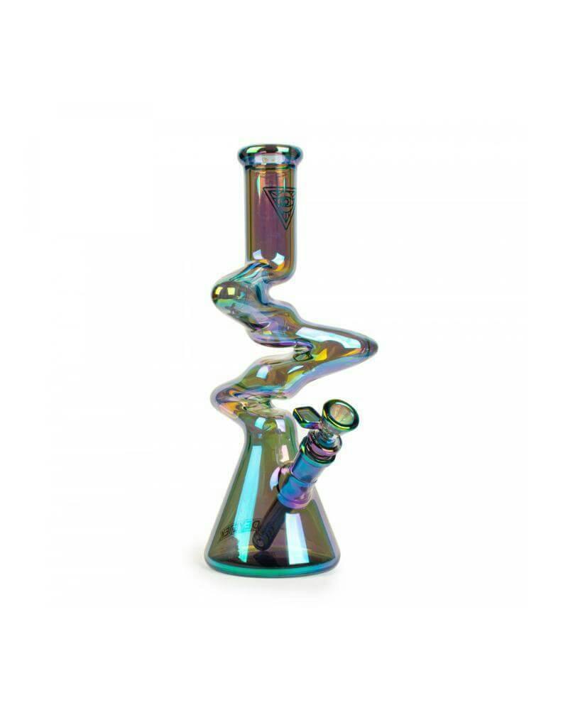 Red Eye Tek | 12" Metallic Terminator Finish 3-Arm Zag Beaker Tube | Bong