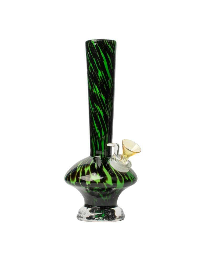 Retro Glass | 8" Mushroom Water Pipe | Bong (Green & Amber)