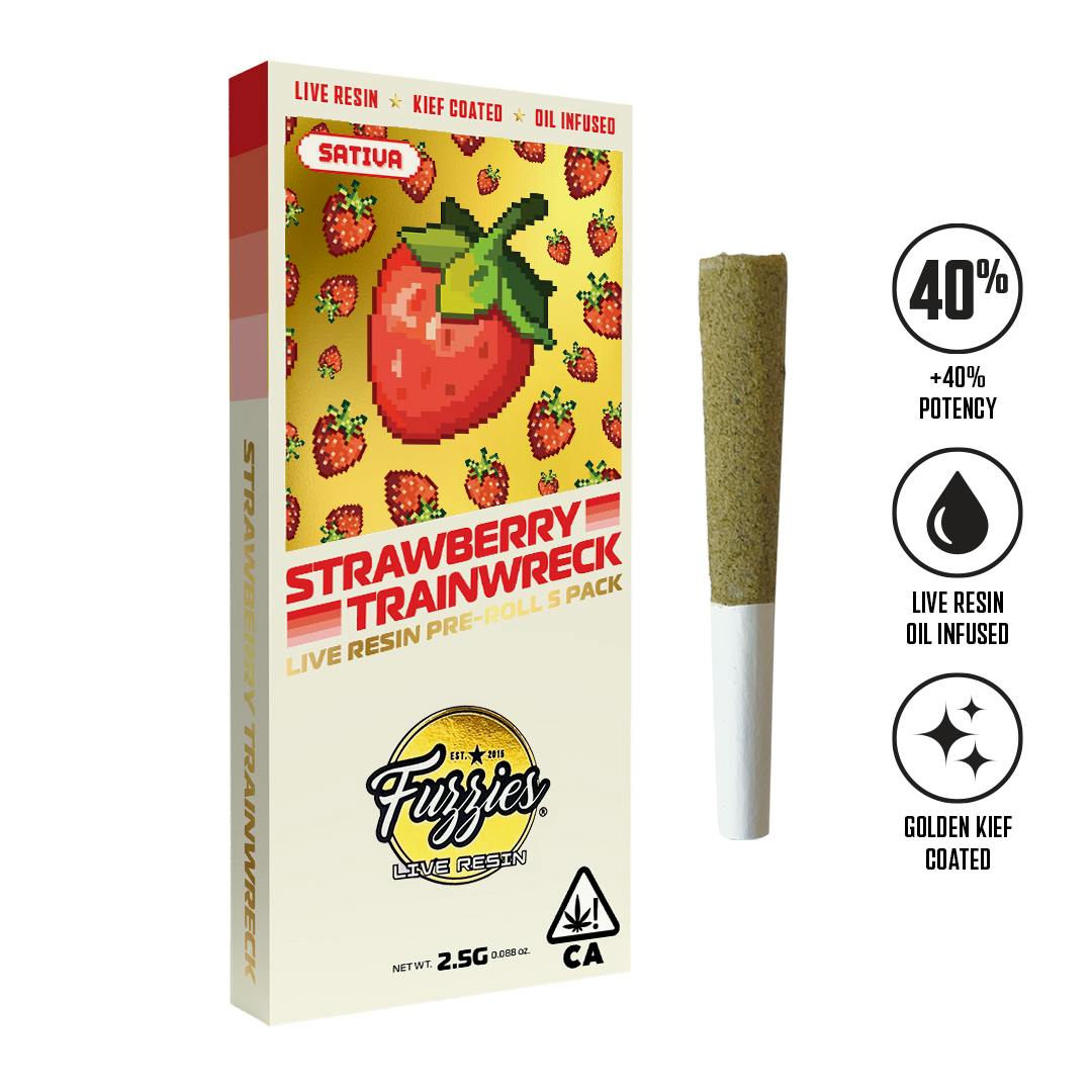 Fuzzies - Strawberry Trainwreck - 5pk x 0.5g, LIVE RESIN INFUSED!