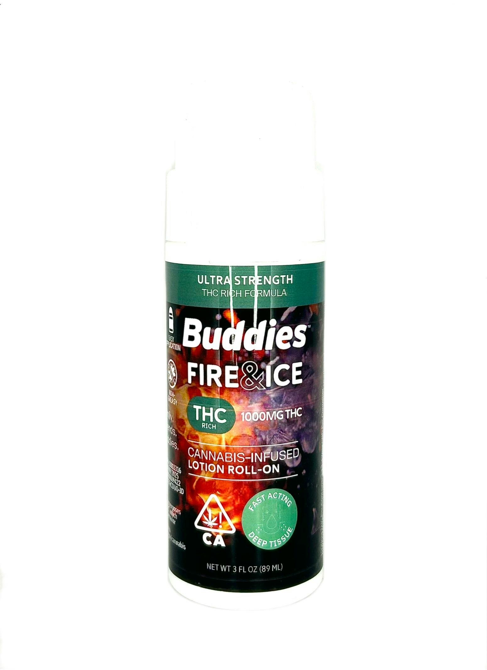 Buddies - Fire & Ice - THC Rich - Roll On - 1000mg! THC - 3oz