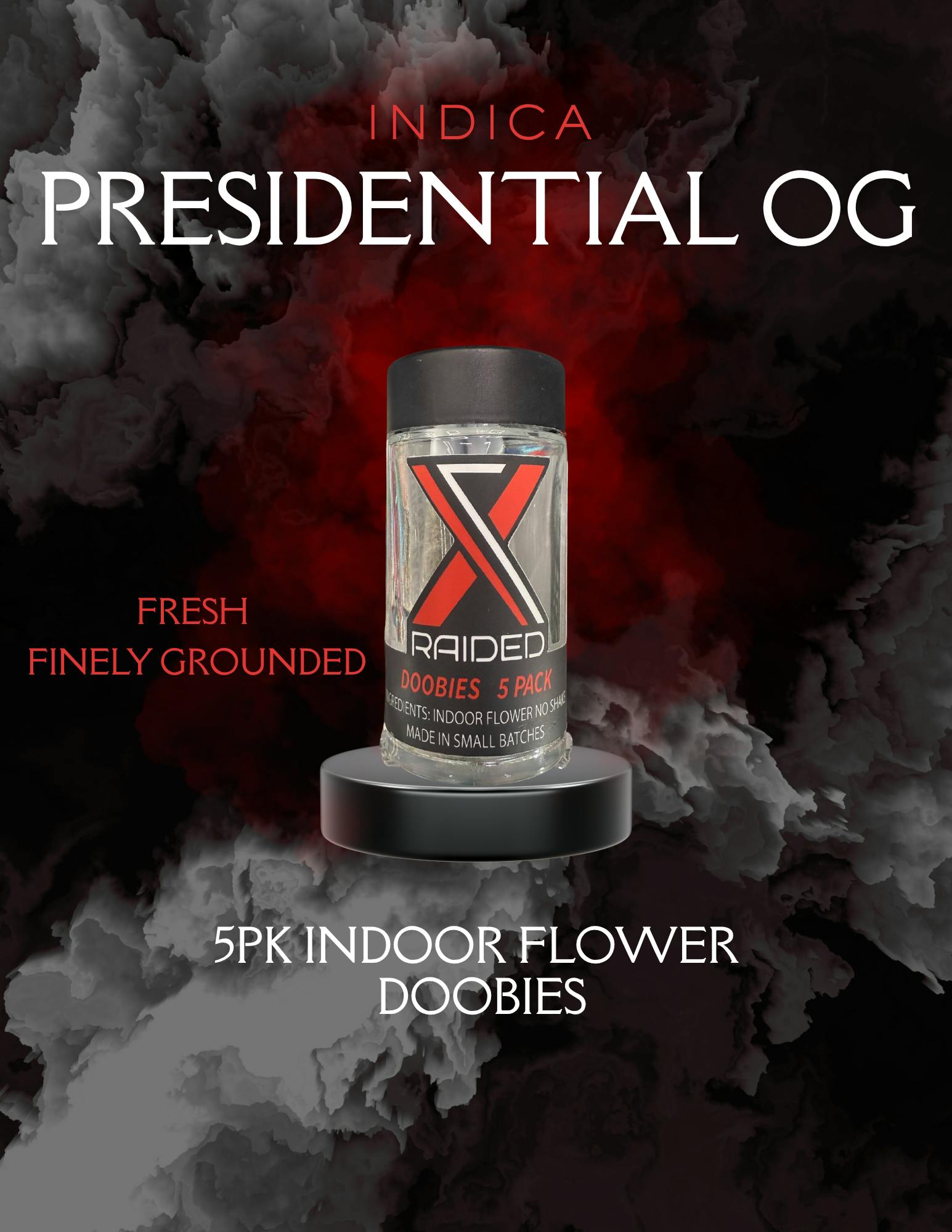 XRAIDED 5 PACK MINI PREROLLS - PRESIDENTIAL OG - 3.5G