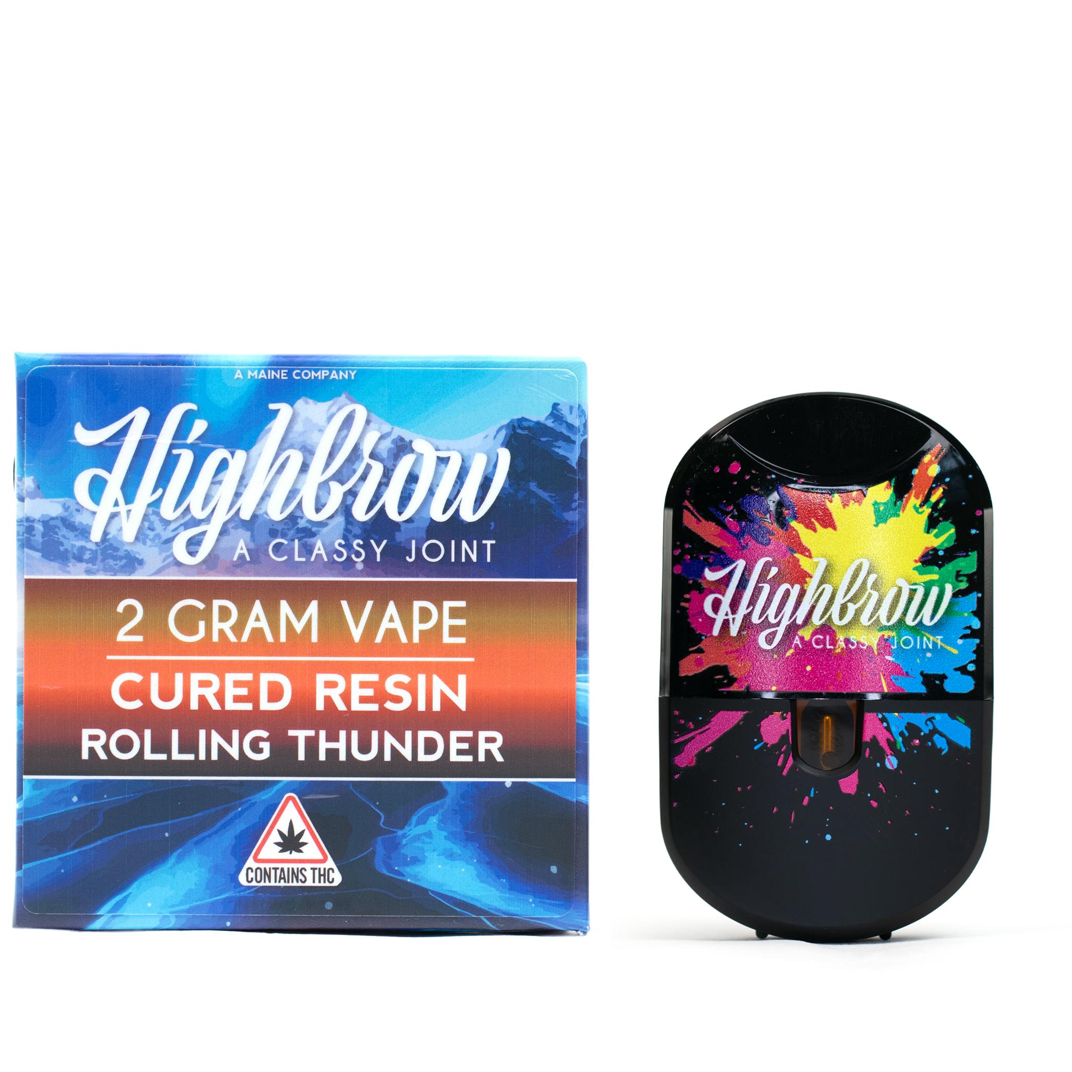 Highbrow | Rolling Thunder | Cured Resin | 2g Disposable Vape.