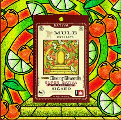 Sour Cherry Limeade 4:2:1 Mini Kicker Gummies | 100mg | 10ct | 10mg THC/ea by Mule Extracts