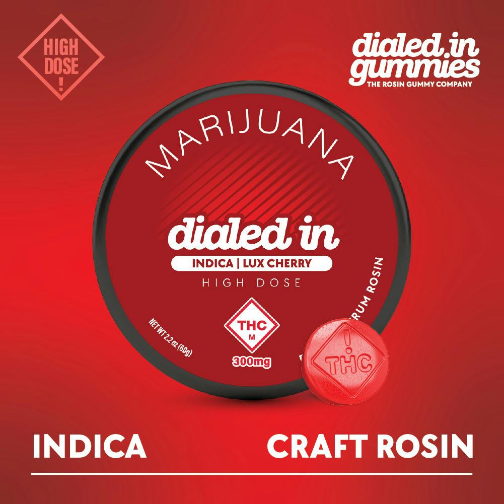 Dialed In: Rosin Gummies | Lux Cherry | Indica | 300mg | 10pk