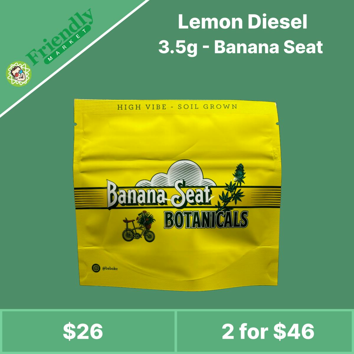 3.5g Banana Seat Pre-Packed Flower - Lemon Diesel