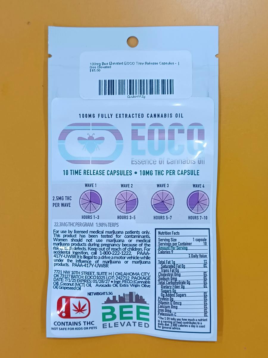 100mg Bee Elevated EOCO Time Release Capsules