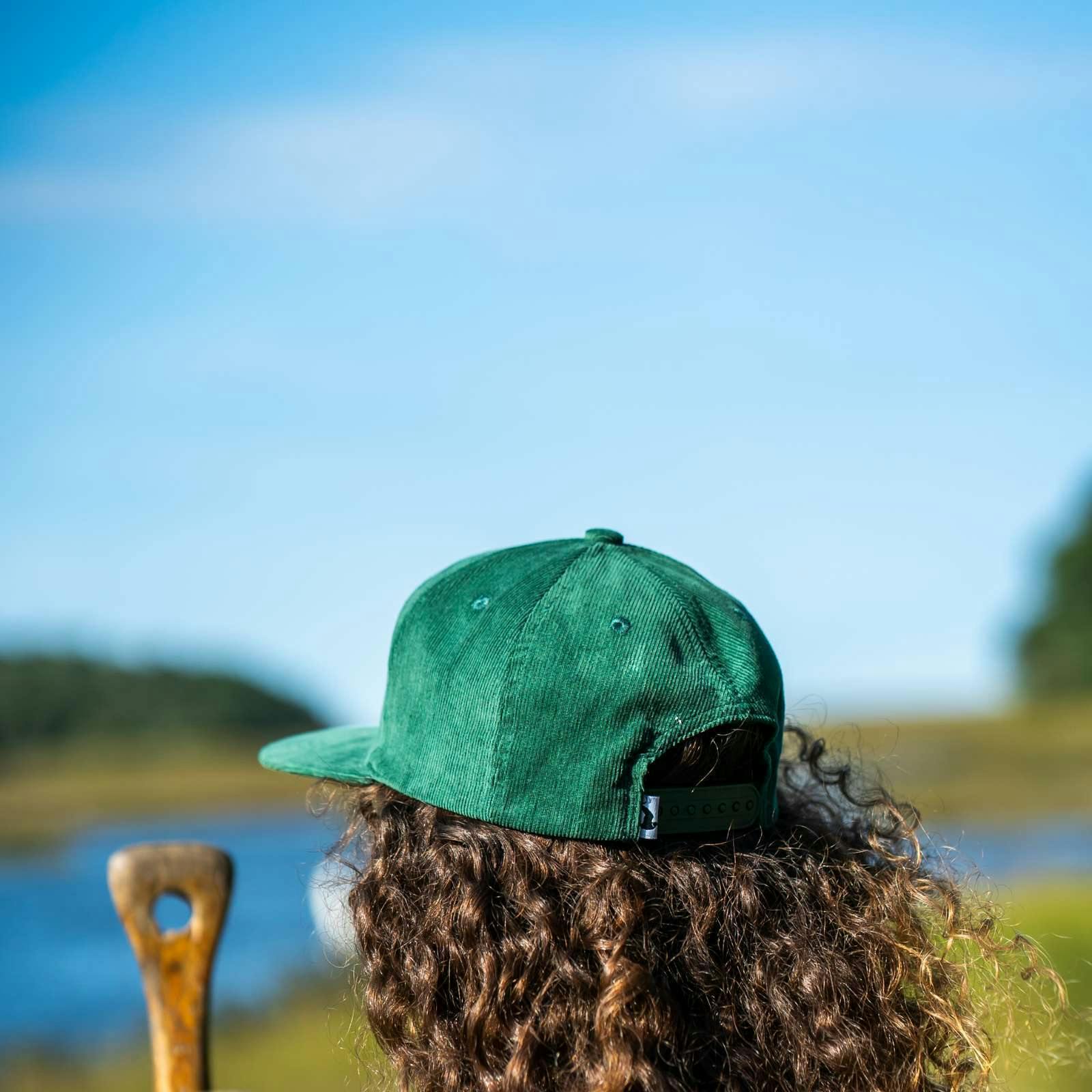 Corduroy 5-Panel Snapback Hat (Dark Green)