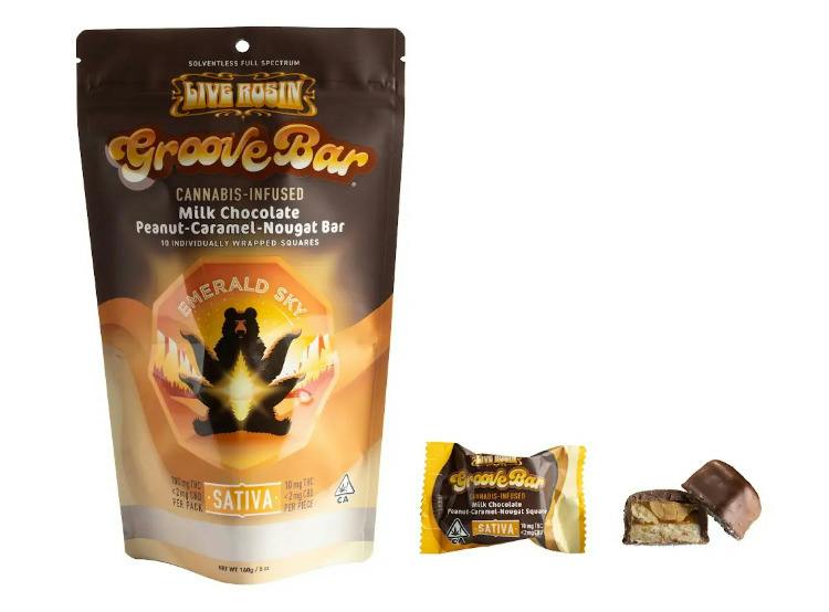 GB Live Rosin Milk Chocolate Peanut-Caramel-Nougat Bar - Sativa 100mg 10pk
