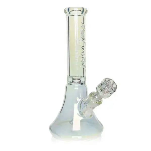 Red Eye Tek | Thick Terminator Revolution Beaker Bong | Revolver Bowl | 14" | Metallic Rainbow