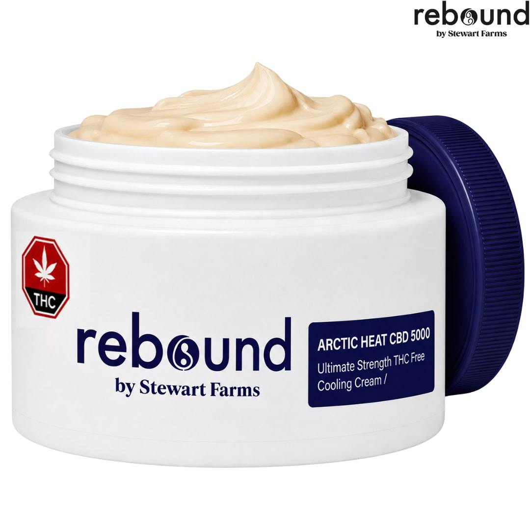 Rebound by Stewart Farms | Arctic Heat CBD 5000 Ultimate Strength THC Free Cooling Creams and Lot...
