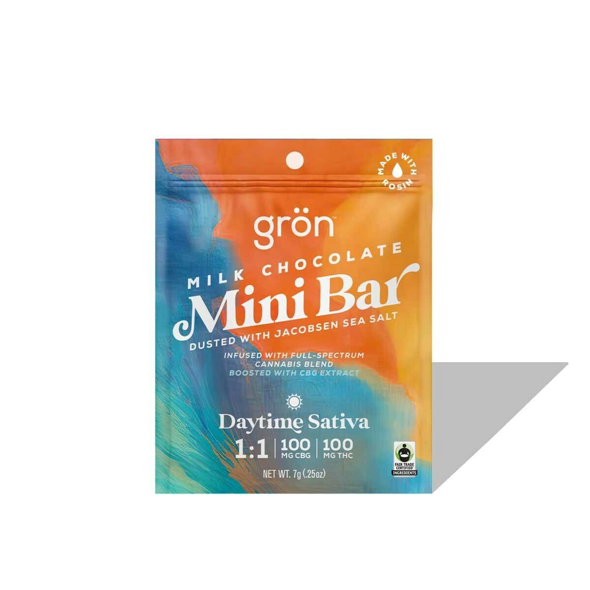Gron | 1:1 Daytime Milk Chocolate | Mini Bar | [1pk] | (100mg THC/100mg CBG) Sativa