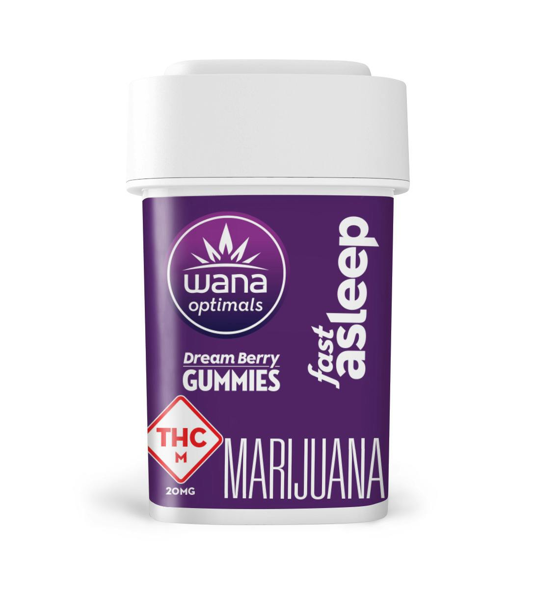 Wana: Wellness Gummies | Fast Asleep Dream Berry 1:5:1:1 | 20mg THC : 100mg CBD : 20mg CBN : 20m...