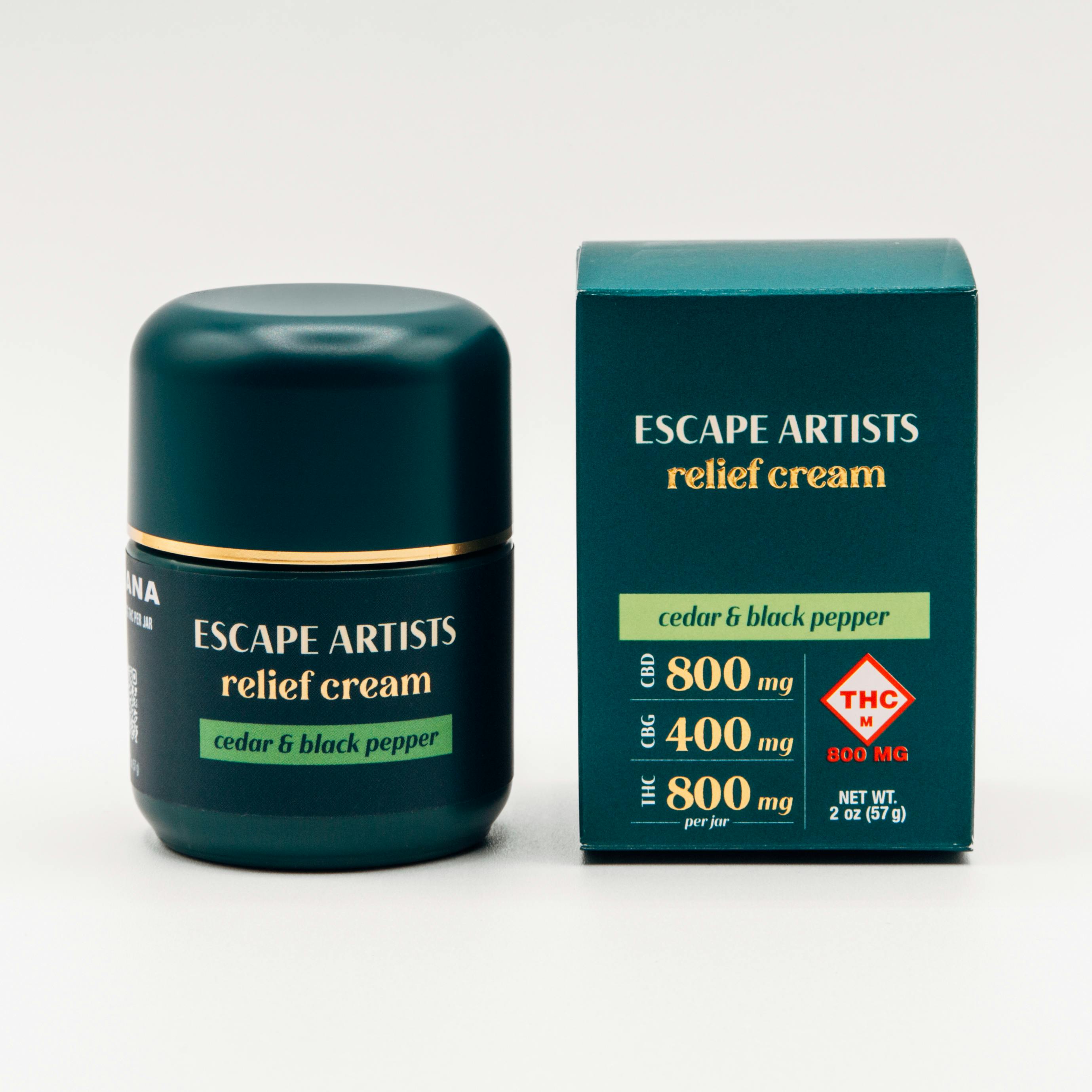 Escape Artists: Topical | Cedar and Black Pepper 2:2:1 | 800mg THC : 800mg CBD : 400mg CBG