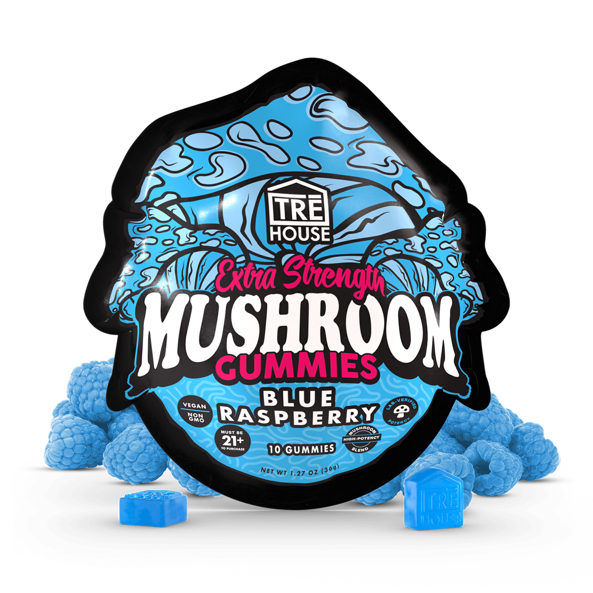Extra Strength Blue Raspberry Mushroom Gummies