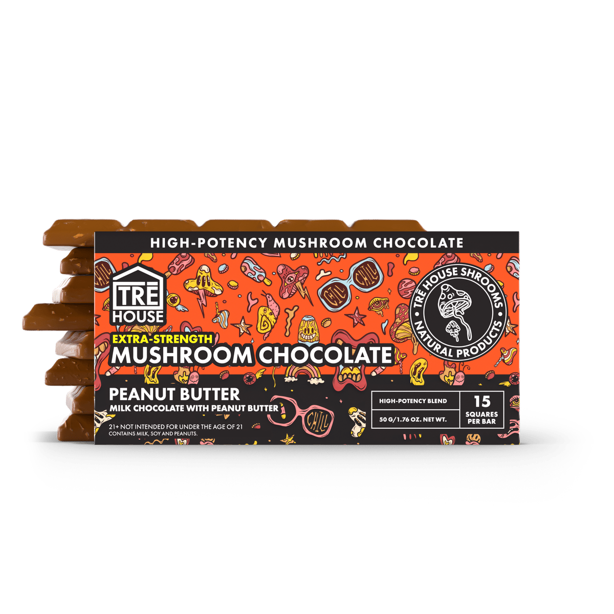 Magic Mushroom Chocolate Bar - Peanut Butter