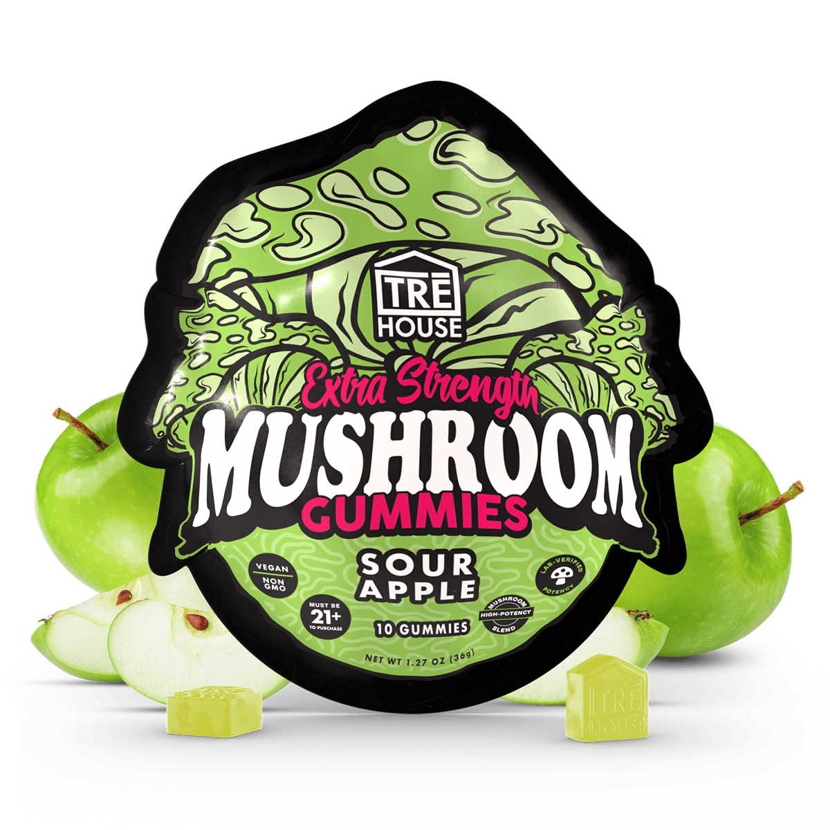 Extra Strength Sour Apple Mushroom Gummies