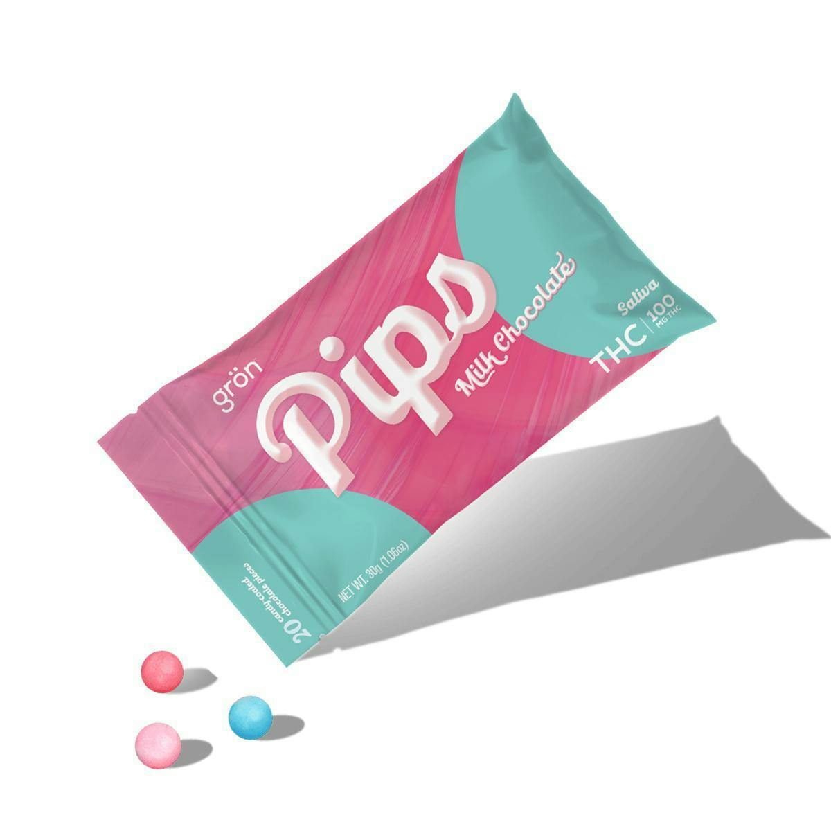 MILK CHOCOLATE PIPS - THC - DAYTIME - 100 mg - 20 Pack