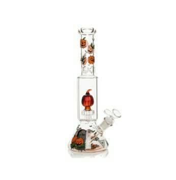 Red Eye Glass 12" Tall Dual Chamber Jack-O-Lantern Water Pipe W/Pumpkin Perc