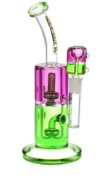 Pulsar Bicolor Glycerin Chugger Water Pipe - 9.75" Purple and Green