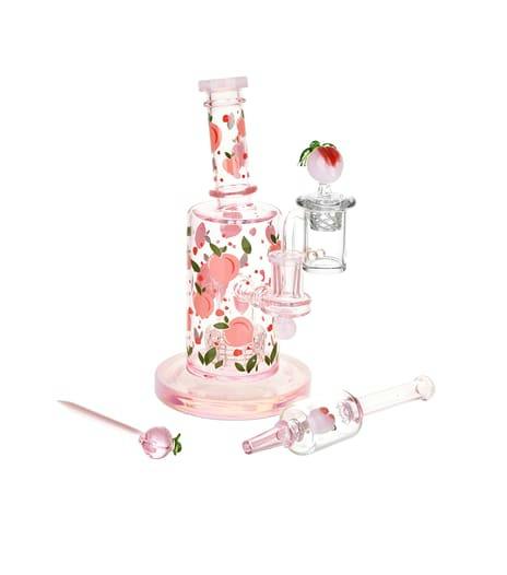 Pulsar Fruit Series Peaches & Cream Glow in The Dark Dab Rig Kit - 8"