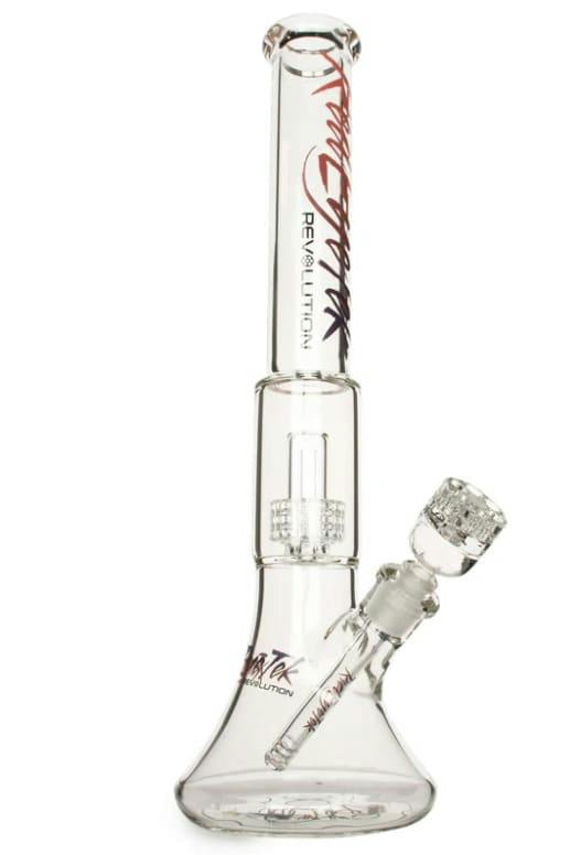 Red Eye Tek 19" Tall 7mm Thick Terminator Finish Revolution Dual Chamber Bell Base Wat - Clear