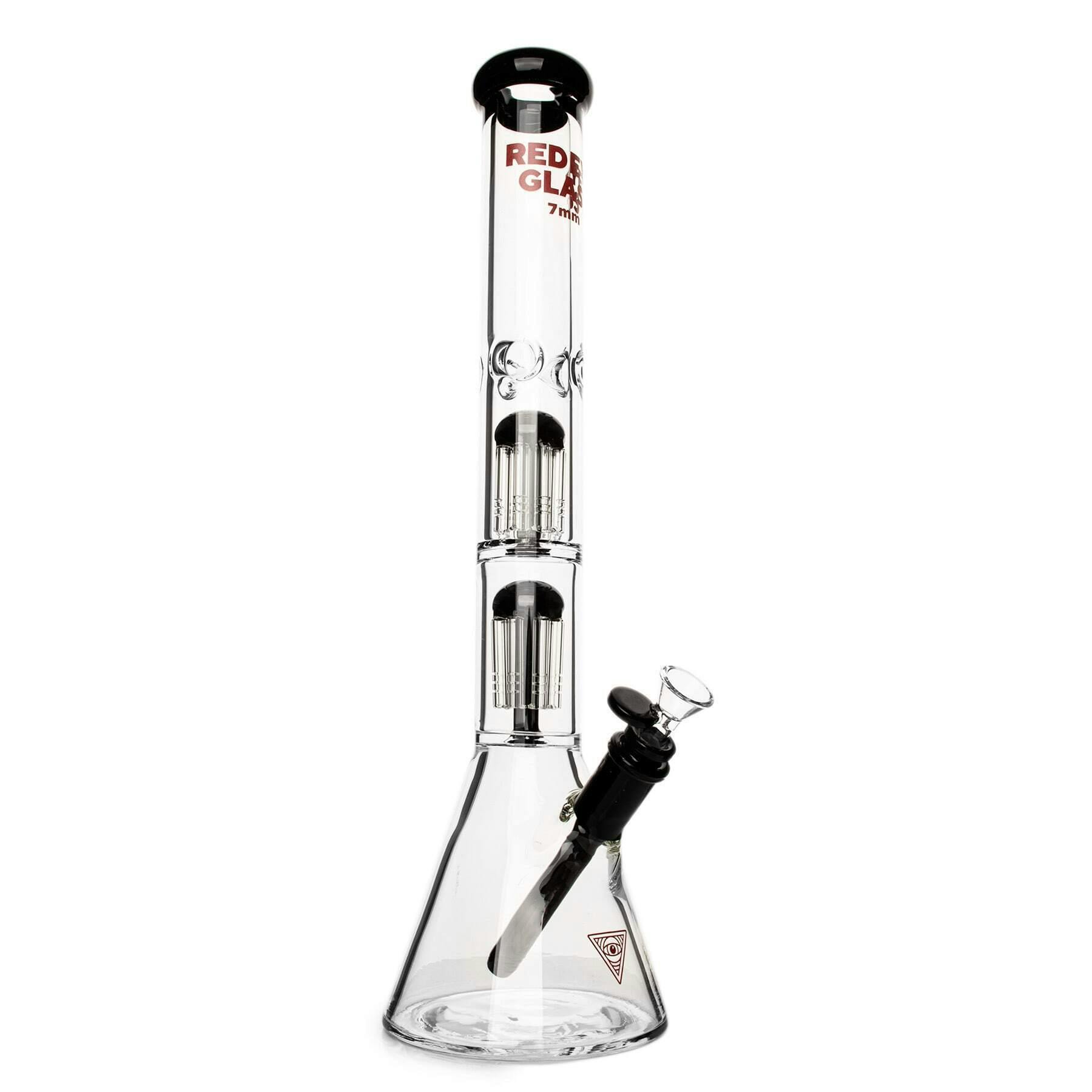 7mm Thick Black Wildwood Triple Chamber Beaker Base Water Pipe W/Dual 8-Arm T