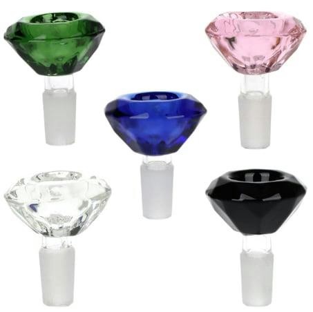 Diamond Herb Slides 14mm Male Bowl - Colors Vary